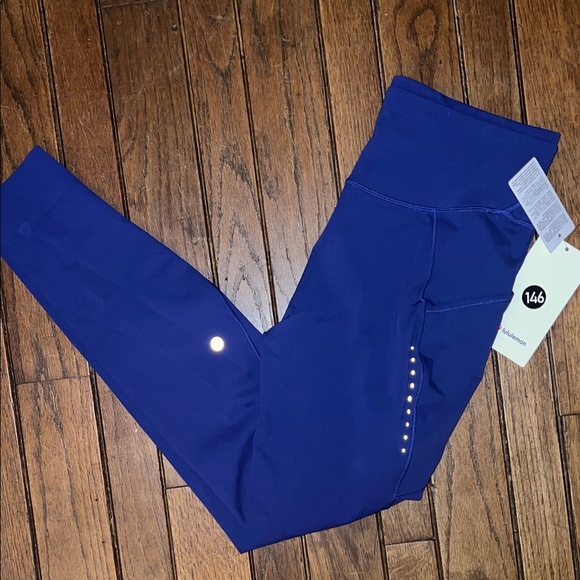 Lululemon Fast and Free Leggings w/ Pockets 28” Deep Sea Blue Size 10 NWT - Picture 2 of 9